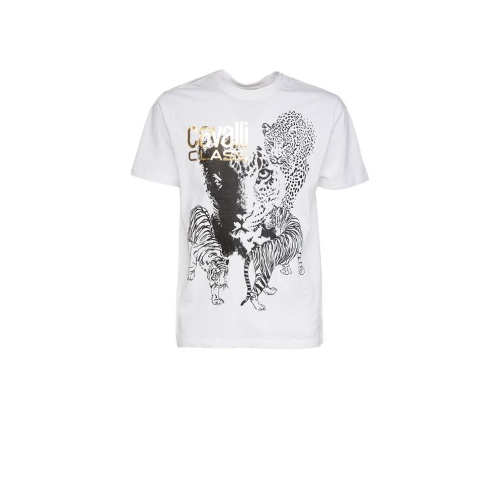 Cavalli Class  Tiger Leopard Motif Fashion T-Shirt-